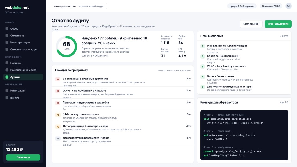 Webdoka.net audits  -  report and adoption plan